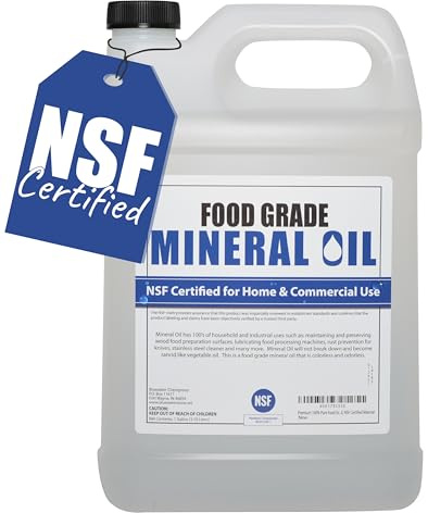 Sanco Industries Premium 100% Pure Food Grade Mineral Oil USP, 1 Gallon, Food Safe Butcher Block and Cutting Board Oil, NSF Certified Material
