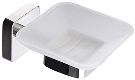 Kapitan Quattro Bathroom Toilet Soap Dish/Holder, Square Style, Wall Mounted Self Adhesive, Stainless Steel AISI 304 18/10, Polished Finish, Made in EU, 20 Years Warranty