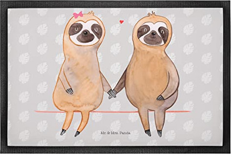 Mr. & Mrs. Panda 50 x 75 cm Fußmatte Faultier Pärchen - Geschenk, gemeinsam, Faultier Geschenk, Langsamkeit, Liebespaar, Sauberlaufmatte,