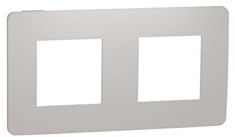 Schneider Electric NU280424 New Unica, Marco Embellecedor para Interruptor 2 x 2 Módulos Studio, Instalación Fácil, Sin Halógenos - Gris Cava BL