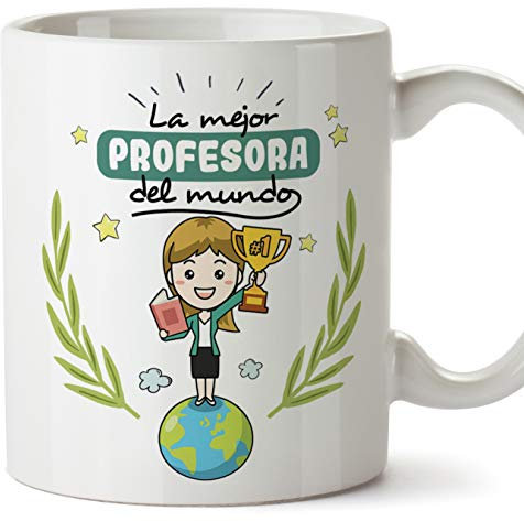 MUGFFINS Taza Profesora (Mujer) - La Mejor Profesora del Mundo - Regalos Originales para Profesoras y Maestras - Cerámica 350 ml / 11oz
