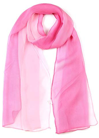 sourcing map Lang Chiffon Leicht Gradient Farbe Schal Frühling Sommer Weich für Frauen Pink 63x19.6