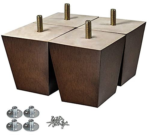 AORYVIC Wood Furniture Legs 3 Inch Sofa Legs Pack Of 4Square Couch Legs Espresso Mid-Century Modern Replacet Legs 3 inch Brown