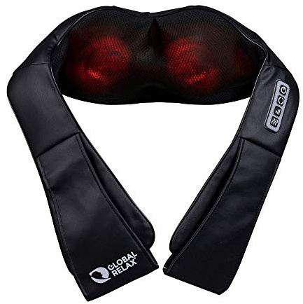 GLOBAL RELAX® | Mondo Neck, Shoulders and Back Massager | Multidirectional Massage I Shiatsu I Infrared I Thermotherapy | Muscle Soreness I Relief at Home | Ergonomic