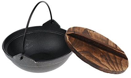 Gusseisen-Aluminiumlegierung, Campingkochen, Lagerfeuer, Topf, Pfanne, Wok, Kessel mit Holzdeckel, 1 Stück (20 cm)