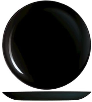 H&H Piatto Piano Premiere – Vetro Opale, Nero, Ø 27 cm – Ideale anche per il settore Ho.Re.Ca.