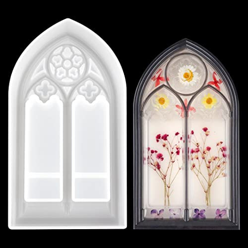 Zayookey Epoxy Molds Church Window Storage Box Silicone Mould Soap Dish Resin Molds Rolling Trinket Tray Mold for Epoxy Resin Casting Candy Plate Jewelry Container Home Decoration (Box Mould B)