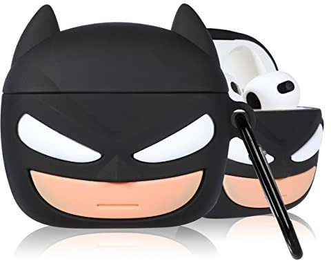 Mulafnxal Case for Airpods 3 3rd Generation Cute Soft Silicone 3D Funny Fun Character for Air pod 3 (2021) Cover Kawaii Designer Cartoon Ring Kits Cases for Kids Boys Girls Teen (Black)