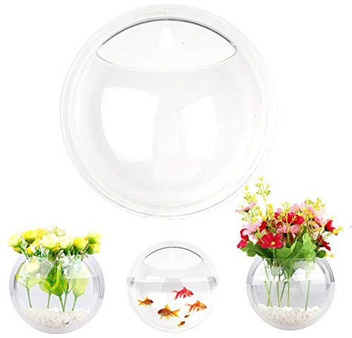 JYCAR 2 Stück 15 cm Wand-Aquarium, transparent, rund, Wandmontage, hängend, Hydrokultur-Topf, Pflanzvase, Topf für Wand, Heimdekoration, Pflanzgefäß