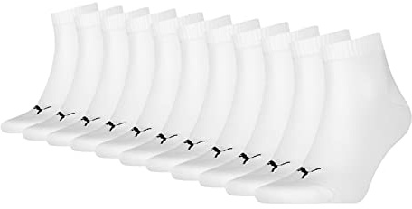 PUMA Herren Damen Quarter Socken 11 Paar, Farbe:Weiß, Größe:43-46, Artikel:-002 white