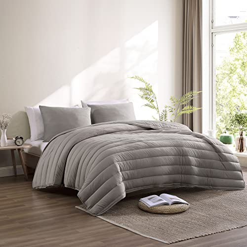 Brielle Home Modal T-Shirt Jersey Knit Tröster Set - Buche Tree Fiber Cooler Than Cotton & Super Soft Comforter Set, Fog, Twin/Twin XL