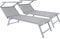 Coppia Di Lettini Prendisole 720 gr/m² Pieghevole Professionale In Alluminio Tettuccio Orientabile Parasole Sdraio Lettino Prendi Sole Mare Spiaggia Piscina Giardino 182 x 60 x 38 cm (Grigio)