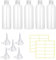 Lot de 5 flacons en plastique transparent de 100 ml, pour lotion, démaquillant, avec bouchon à vis, facile à transporter, avec 5 entonnoirs et 20 étiquettes.