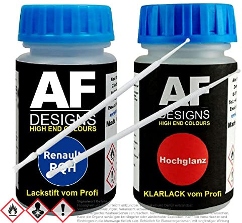 Alex Flittner Designs Stylo de retouche Compatible avec Renault RQH Bleu Iron Metallic Stylo de Vernis Transparent Kit de retouche Peinture Auto