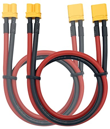 2pcs Amass XT30 U-F/M Male to Female Plug Extension Cable Lead Silicone Wire 16AWG Lithium Battery Plug Connector
