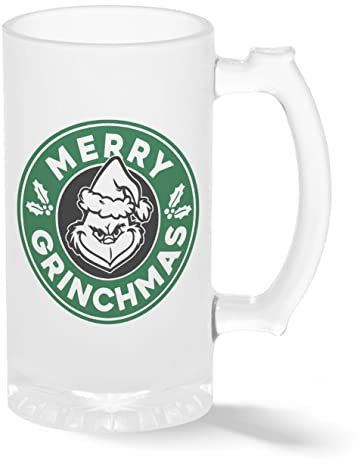 B&S Boutique Merry Grinchmas Grinch inspired horror christmas coffee Transparent Bierkrug Stein 500ml