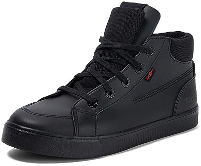 Kickers Boy's Tovni Hi Double Tongue School Uniform Shoe | Smart Everyday School Look | Everyday Comfort Fit, Cushioned for All-Day Wear