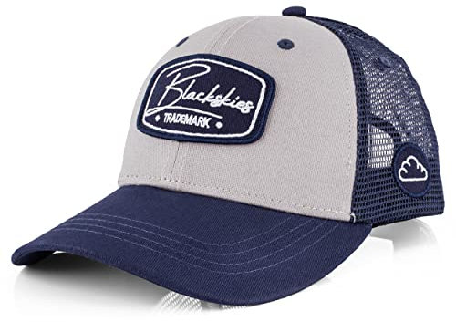 Blackskies® Race Baseball Cap | Herren Damen Premium Trucker Cap | Snapback Schirm Mütze Kappe Basecap Grau-Navyblau