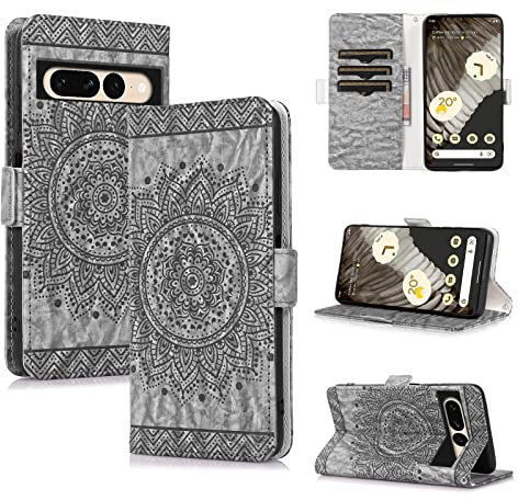 CASAFUNY Handyhülle für Google Pixel 7 Pro Hülle, PU Lederhülle Flip Wallet Case für Pixel 7 Pro, Magnetische Schutzhülle mit Kartenfächern Ledertasche Klapphülle für Google Pixel 7 Pro, Schwarz