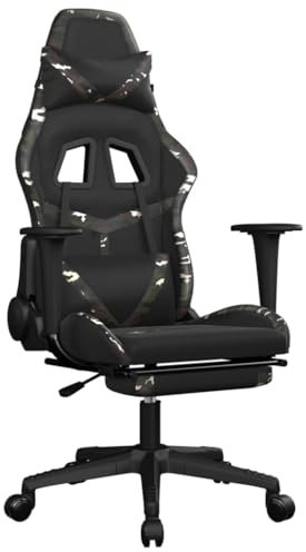 vidaXL Gaming Stuhl mit Fußstütze Chefsessel Bürostuhl Drehstuhl Sportsitz Bürosessel Schreibtischstuhl Computerstuhl Büromöbel Schwarz Tarnfarben Kunstleder