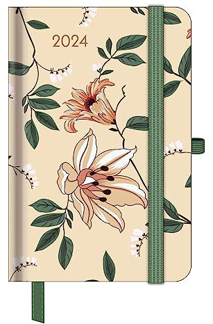 GreenLine Diary Floral 2024 - Buchkalender - Taschenkalender - 10x15
