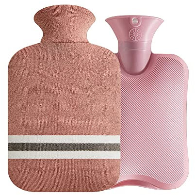 Wärmflasche mit Bezug, Wärmbeutel, Wärmflasche mit Strickbezug, wiederverwendbare und wärmere Tasche, heiße und kalte Kompresse, for Bettheizung und Fußwärmer, (1 Stück), Grün, 2000 ml (Color : Dark