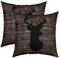 Süßer Hirsch Kissenbezug 2er Set Kissenbezüge Hirsch Jagd Kissenbezüge 45x45cm Fälle Home Dekor Kissenhülle Geweih Western Bauernhaus Schwarz Braun Wild Tier Dekokissen für Couch Sofa im Freien