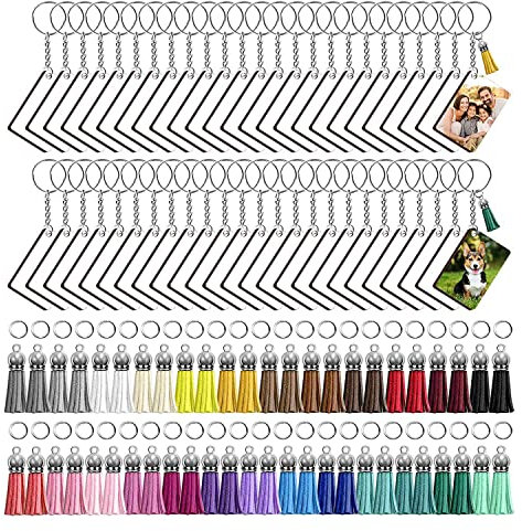 Sirxlevcy Lot de 250 porte-clés rectangulaires pour sublimation, 2,4, transfert de chaleur,