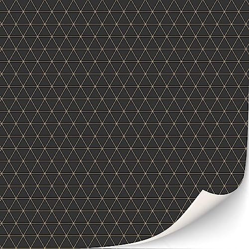 TexturKontor 3 Blatt selbstklebende Tapeten für Puppenhäuser Maßstab 1:12 moderne Tapeten Art DécoTapeten Artdeco Tapeten (Dreiecke Schwarz Gold)