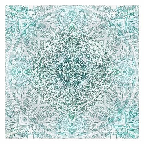 Bilderwelten Fototapete Aquarell Mandala Ornament Muster türkis 240x240 cm Vlies-Tapete XXL Smart Wandtapete Wanddekoration Wohnzimmer Schlafzimmer