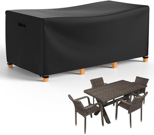 Armorget Garden Furniture Covers 170x94x71 cm, 600D Heavy Duty, Garden Furniture Covers Waterproof , Tear-resistant, Windproof, Anti-UV, Outdoor Table Cover with Air Vent, Buckles, Drawstring