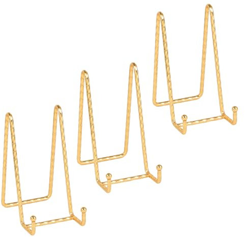 Supporto Cavalletto Espositore Porta Piatti - Supporti Piatti da Esposizione - 6 Pollici Cavalletti per Tavolo - 3 pz di Espositori in Ferro per Piatto Decorativo | Foto | Cornice | Libri - Oro