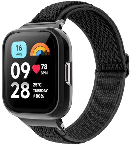 CHULN Nylon Armband kompatibel mit Redmi Watch 3 Active, Verstellbarer Elastisches Sport Ersatzarmbänder für Redmi Watch 3 Active Smartwatch.