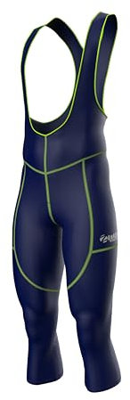 Zimco - Salopette termica a 3/4 da ciclismo, con imbottitura, blu navy/verde, XX-Large
