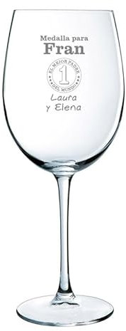 Calledelregalo Copas de vino personalizadas para padres (Copa individual para padre) - Copa de cristal grabada
