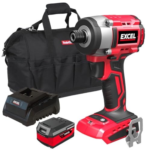 Excel 18V Cordless Brushless Impact Driver with 1 x 4.0Ah Battery Charger & Bag - Brushless Motor, Power Tools Combo Kits, 1/4 Chuck, Excel Dril, 18v Impact Driver, Drill Driver
