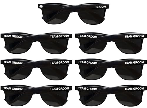 LADY&HOME Hochzeits-Sonnenbrille für Junggesellenabschied, für Bräutigam, Trauzeugen, Trauzeugen, Geschenke, Hochzeitsgeschenk, 7 Stück, A: Team Bräutigam, Medium