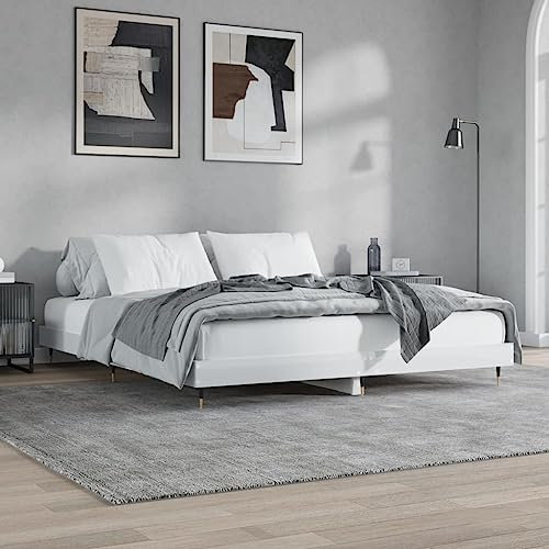 LAPOOH Bettgestell Hochglanz-Weiß 160x200 cm Holzwerkstoff, Bett, Bed Frame, Familienbett, Bettrahmen, Bett Gestell, Bett Rahmengestell, Schlafzimmer Bett - 832127