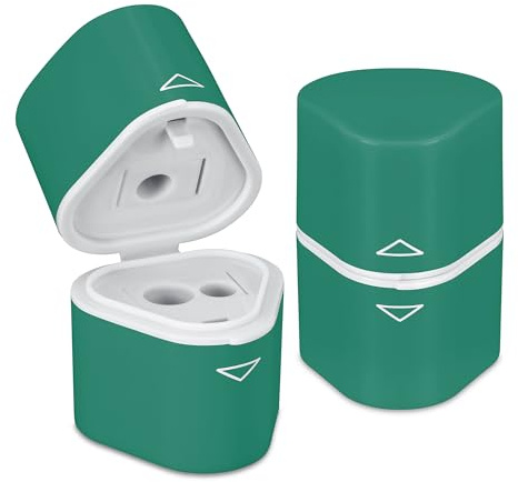 Pencil Sharpeners with Container – Perfect for Kids, Students, Artists – Manual Pencil Sharpener Pack of 2 (Green)