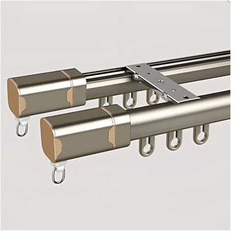 2 Läufig Vorhangschiene Decken-oder Wandmontage, Aluminium Doppel-Gardinenstange Mit Silentstreifen, Für Etagenbett-Erkerfenster-Raumteiler (Color : Champagne -A, Size : 600cm/4 * 150cm)