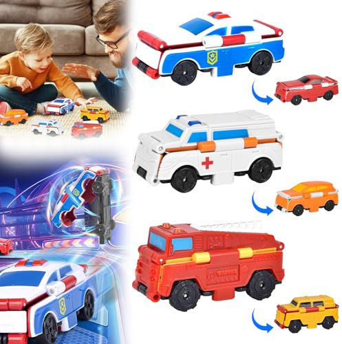 xinrongda 3 Stück Flip Racers Transformable Cars, Autos Spielzeug Racing Spielzeugautos, 2-in-1 Flip Transformation Autos, Mini Auto Spielzeug Set für Alter 3+ Kinder Junge Mädchen Geschenk (A)