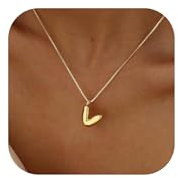 Halora Bubble Letter Necklace Gold Balloon Initial V Necklace Kette Mit Buchstaben Halskette Anhänger Buchstabenkette Damen