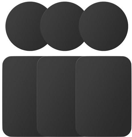 UMIKEL Montura para dispositivo electrónico portátil, Paquete de 6 placas de metal, Adhesivo, formas versátiles, perfil bajo, Compatible con smartphones y tablets, Universal, Negro
