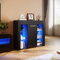 ELEGANT Black High Gloss Sideboards with 16 colors LED Light Central Door Modern Display Cabinet TV Unit Furniture for Living Room, H83xW75xD35cm, Power Adapter Included