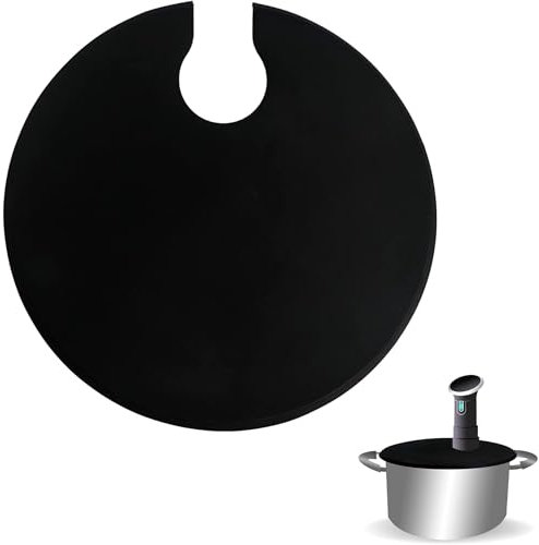 VIKOS Products Sous Vide Präzisionskocher-Silikondeckel, kompatibel mit Anova, Sous-Vide-Deckel, passend für Suppentöpfe bis zu 26,7 cm, verhindert Wasserverdunstung und behält den Geschmack, Schwarz