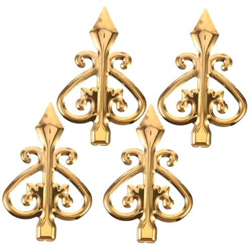 Hoement 4pcs Garden Decoration Tip Fence Spears Border Garden Fence Finials Quad Flare Finial Replacement Finials for Fence Gate Finial Fence Covers Gate Post Finials Aluminum Alloy