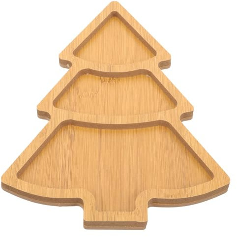 Ciieeo Christmas Tree Tray Sushi Serving Platter Cookie Treat Plates Xmas Charcuterie Boards Chip and Dip Bowl Appetizer Plate Wooden
