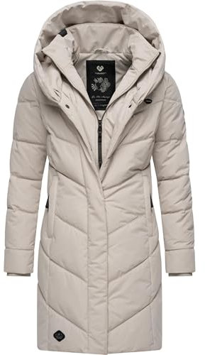 Ragwear Damen Wintermantel Warmer Steppmantel lang wasserdicht mit Kapuze Natalka Intl Zinc24 Gr. 6XL