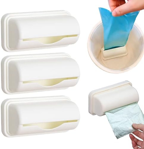 Trash Bag Liner Dispenser, Trash Bag Dispenser for Bottom Of Can, Trash Can Liner Dispenser, Fineliner Small Bin Liner Kit, Small Bin Liner Kit Dispenser, Wall Mount Garbage Bag Dispenser(White,3pcs)