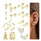 CASSIECA 8 Paia Set Orecchini Donna Orecchini Acciaio Chirurgico Piercing Orecchio Oro 14K Orecchini a Cerchio Piercing Helix Piercing Trago Conch Piercing Ipoallergenica Multi Piercing Orecchio